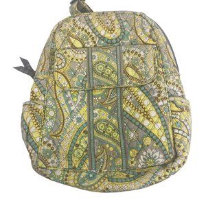 Vera Bradley Womens Lemon Parfait Backpack School Bag Quilted Paisley Yellow